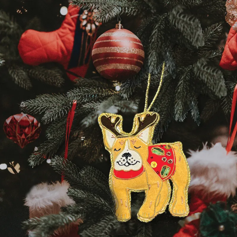 Equetech Beaded Christmas Tree Decoration - French Bulldog-1
