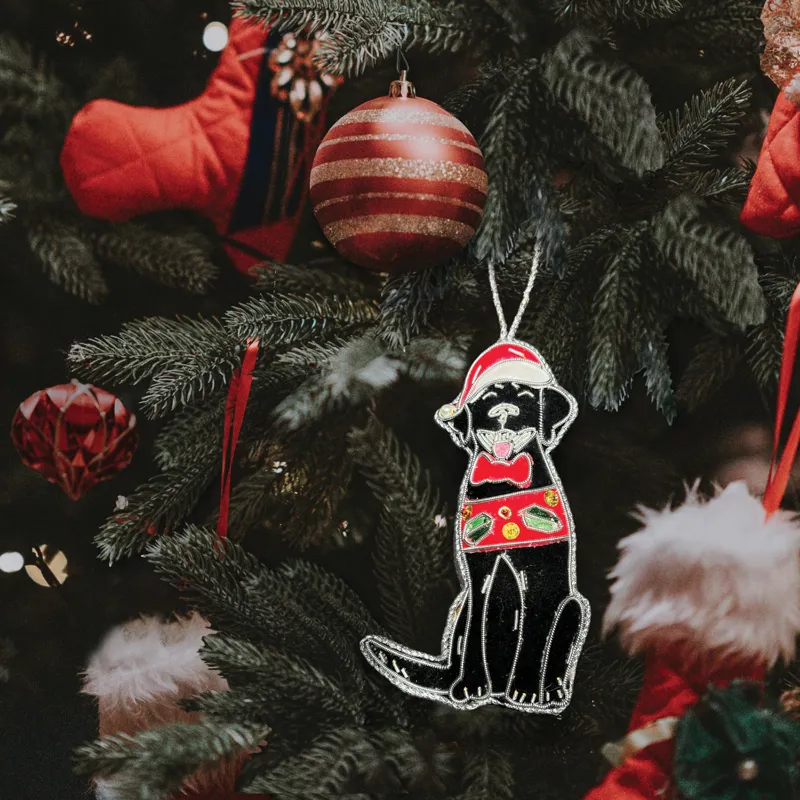 Equetech Beaded Christmas Tree Decoration - Black Labrador-1