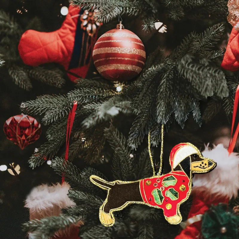 Equetech Beaded Christmas Tree Decoration - Dachshund-1