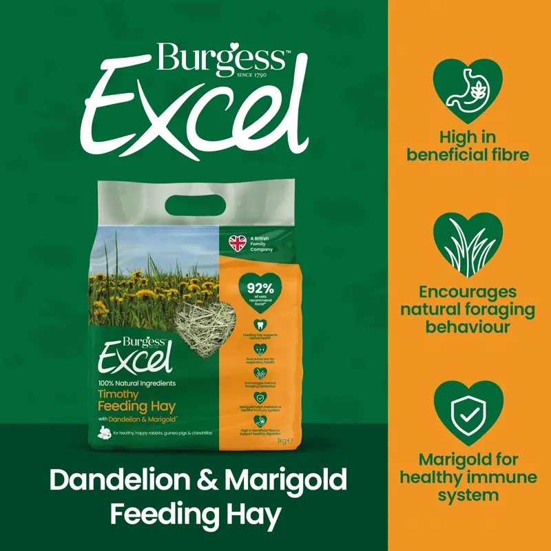 Burgess Excel Timothy Feeding Hay Dandelion and Marigold 1kg-1