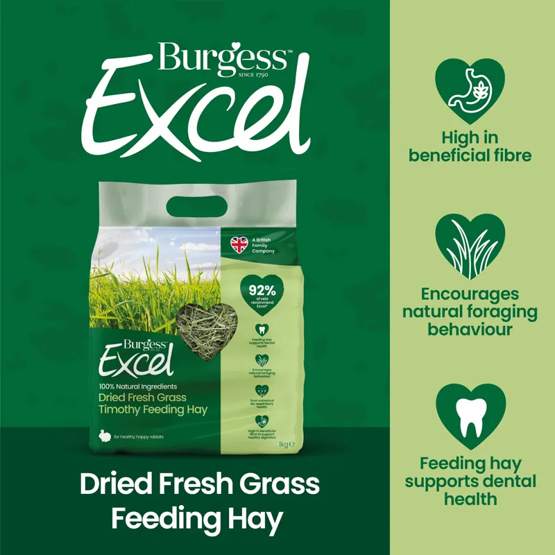 Burgess Excel Dried Fresh Grass Timothy Feeding Hay 1kg-1