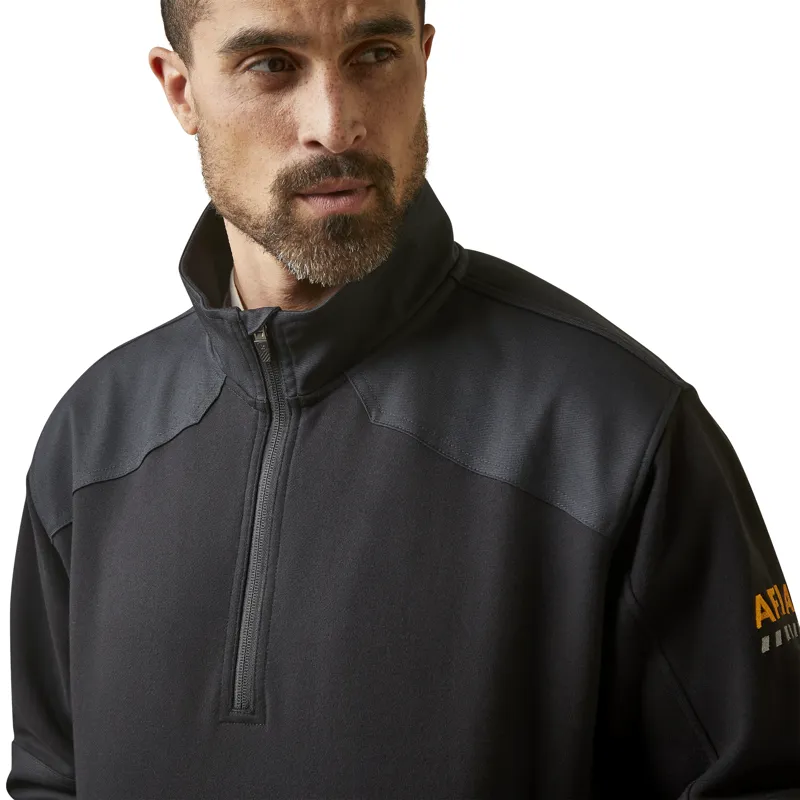 Ariat Mens Rebar Workman Duracanvas 1/4 Zip Sweatshirt Black-1