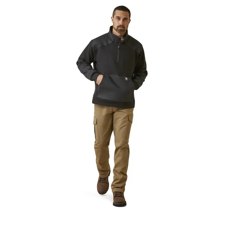 Ariat Mens Rebar Workman Duracanvas 1/4 Zip Sweatshirt Black-6