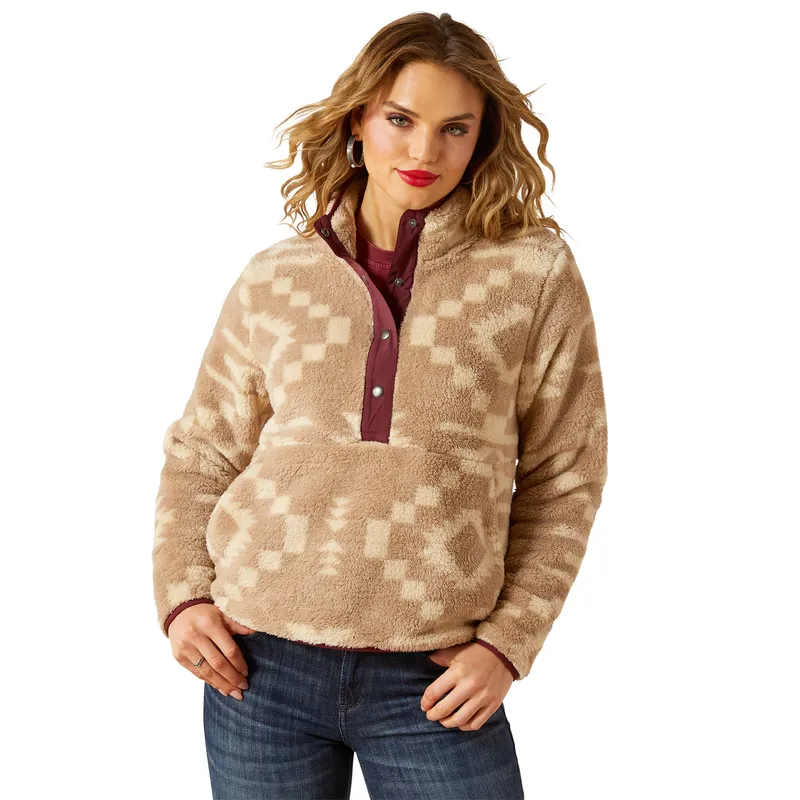 Ariat Ladies Berber Snap Front Sweatshirt Lone Ridge Print