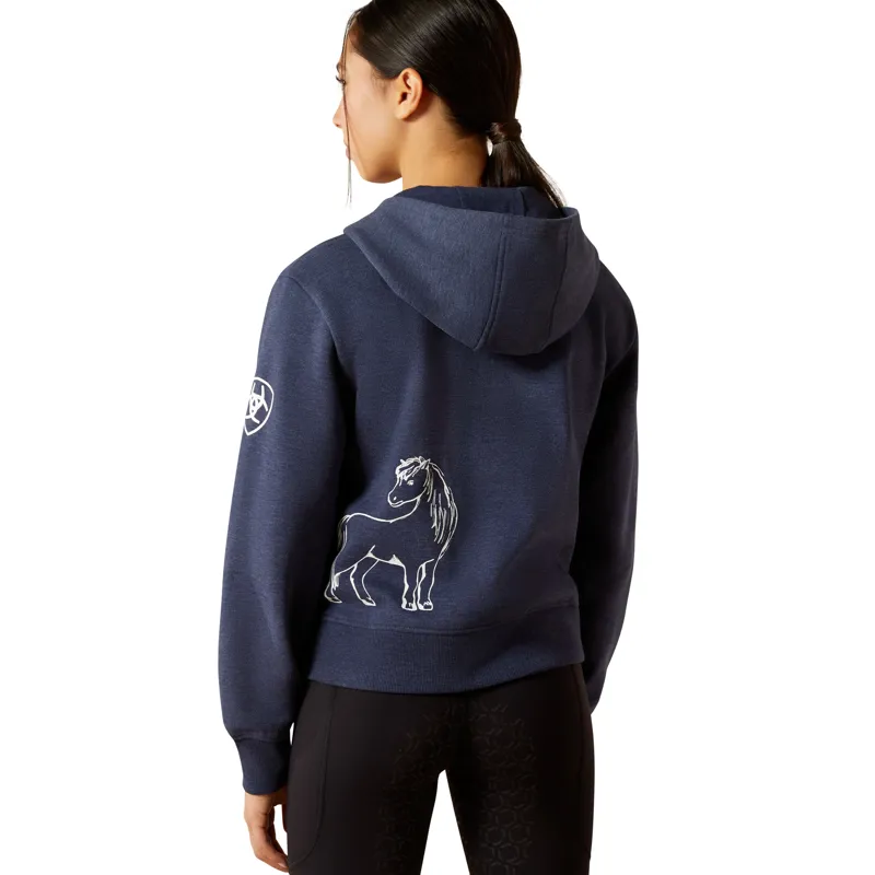 Ariat Youth Spiffy Full Zip Sweatshirt Navy Heather-1