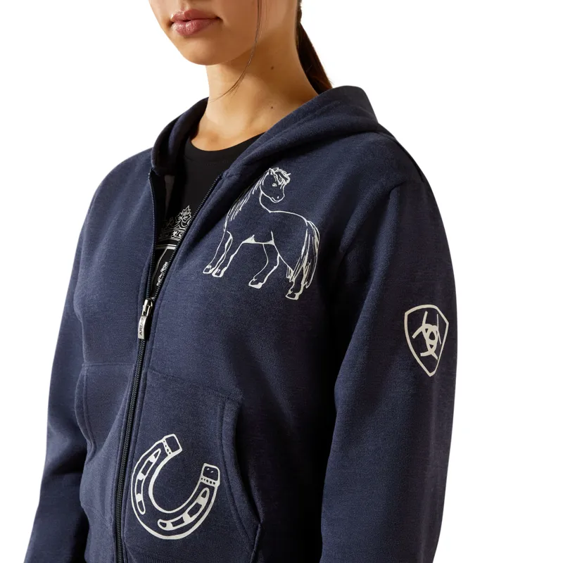 Ariat Youth Spiffy Full Zip Sweatshirt Navy Heather-2