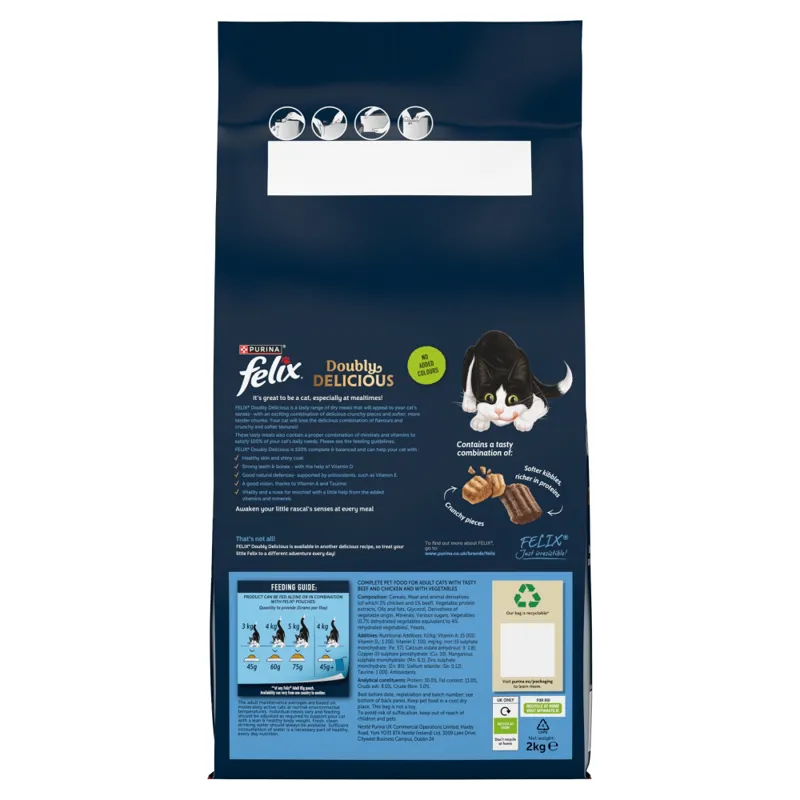 Felix Dry Doubly Delicious Beef Chicken and Vegetables 2kg-1