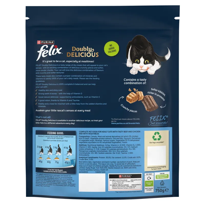 Felix Dry Doubly Delicious Beef Chicken and Vegetables 750g-1