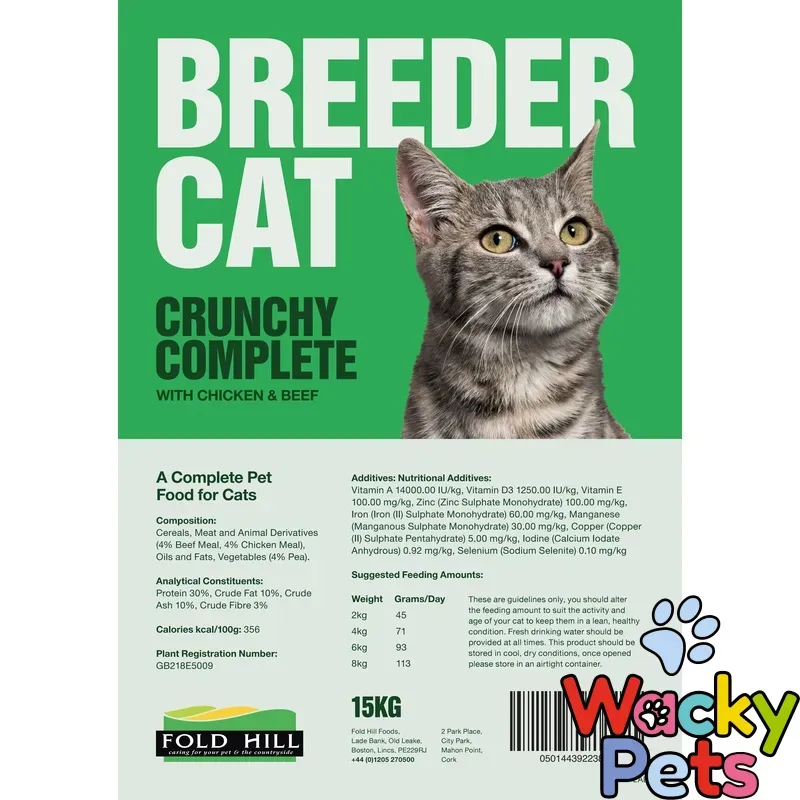 Foldhill Crunchy Complete Breeder Cat Food 15kg