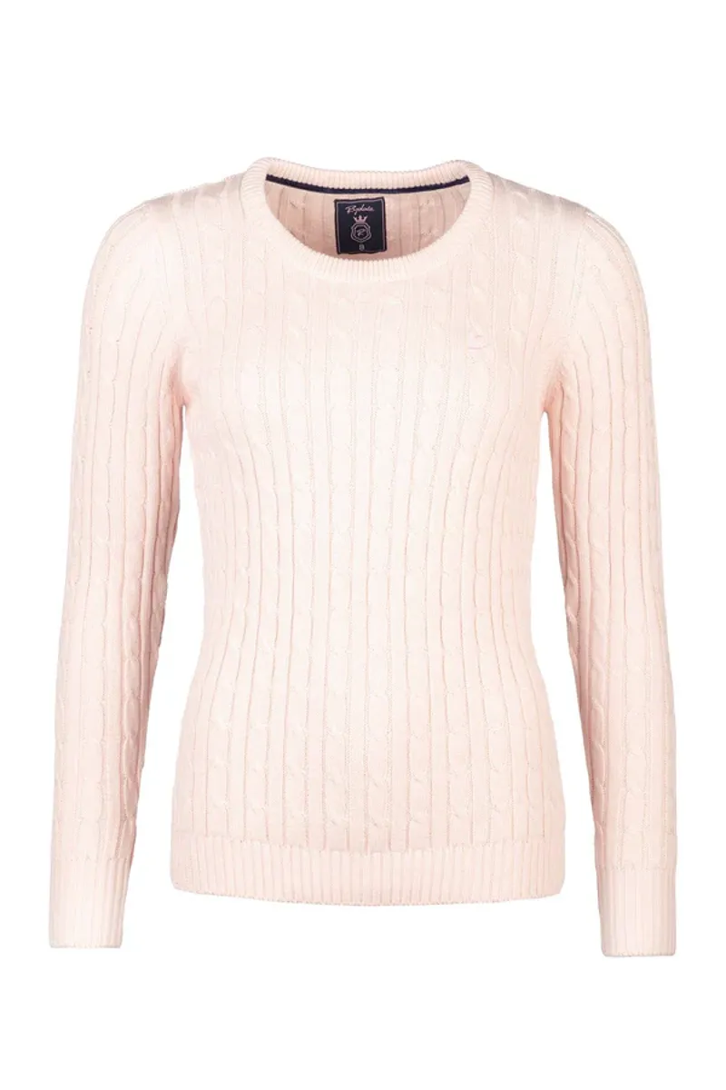 Rydale Ladies Emma Crew Neck Cable Knit Jumper Soft Pink