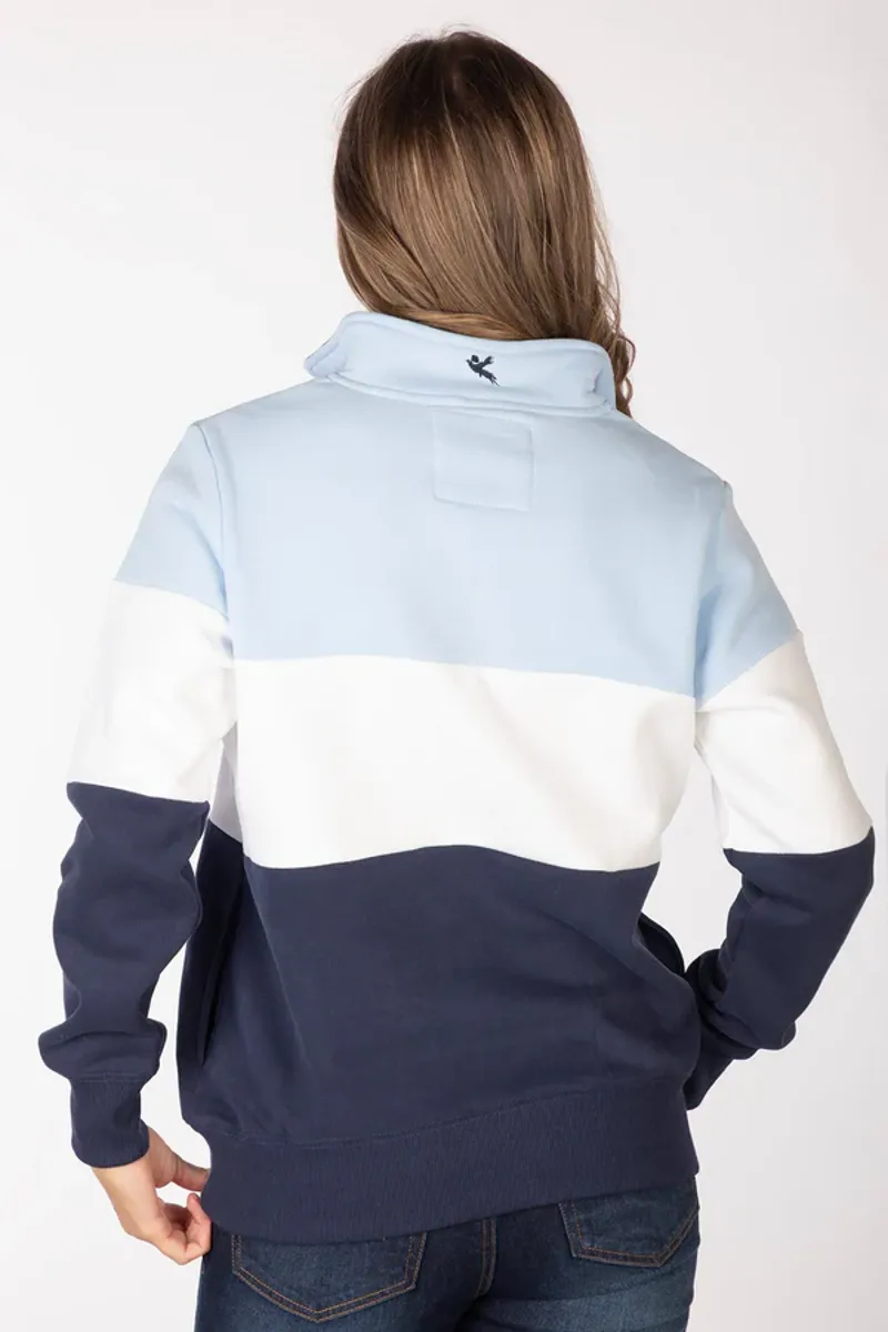 Rydale Ladies Byland Cow Sweatshirt Soft Blue/White/Navy-2