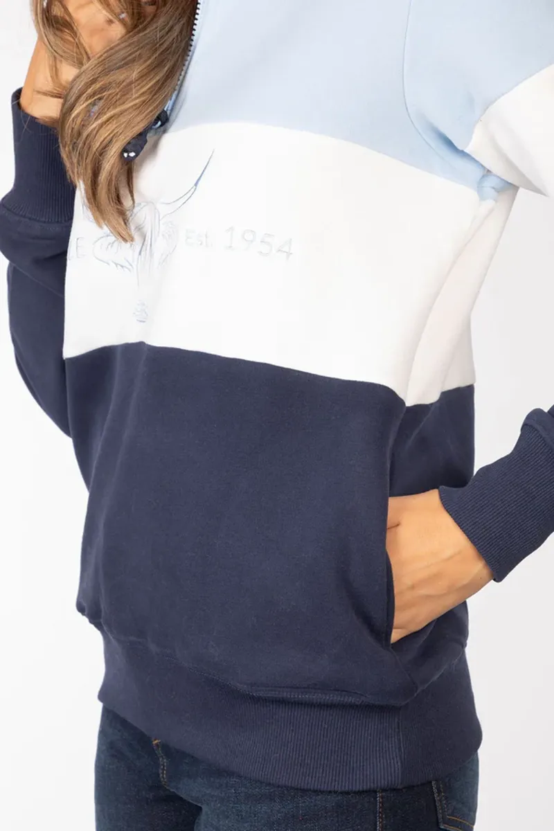 Rydale Ladies Byland Cow Sweatshirt Soft Blue/White/Navy-4