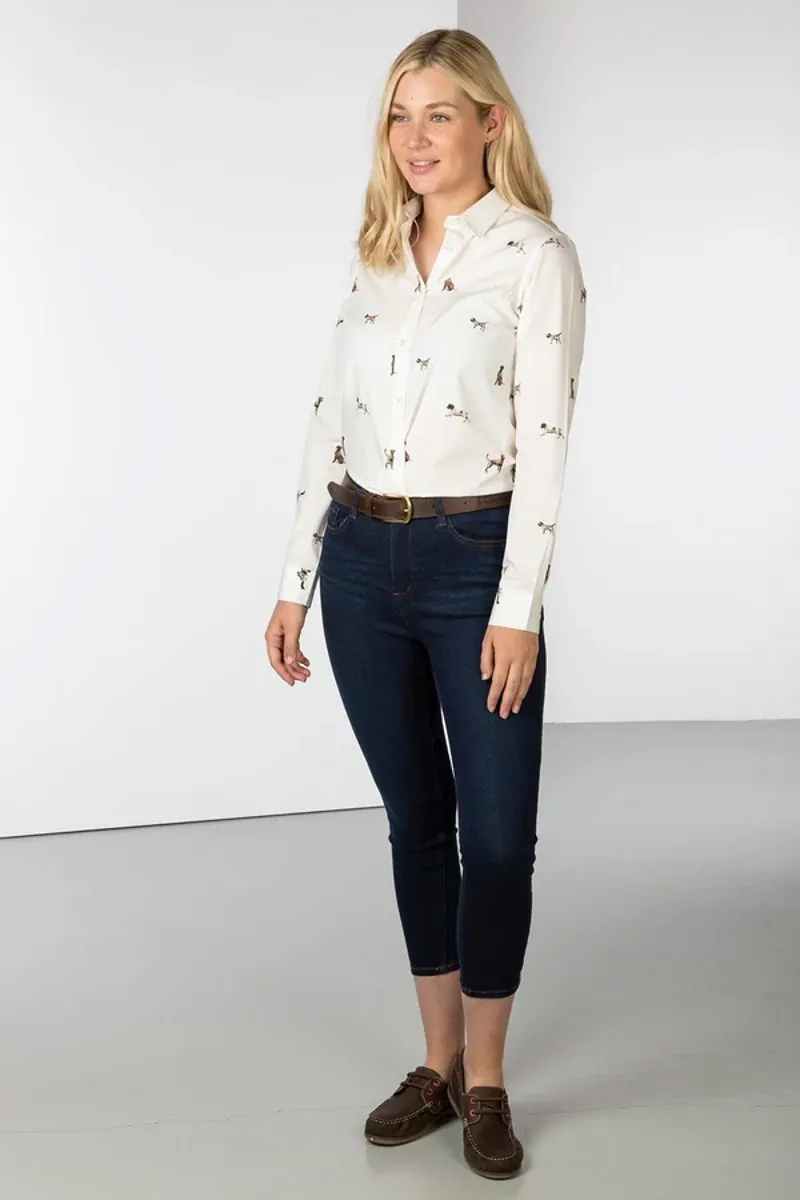 Rydale Ladies Wistow II Printed Shirt Country Dog White-3