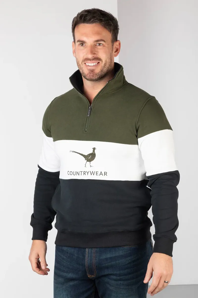 Rydale Mens Byland Sweatshirt Pheasant Olive/White/Black-1