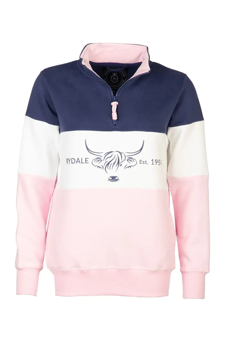 Rydale Ladies Byland Cow Sweatshirt Denim/White/Sorbet