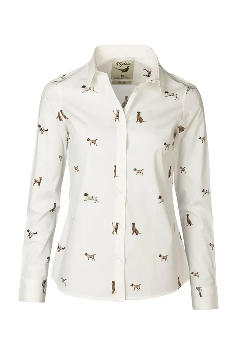 Rydale Ladies Wistow II Printed Shirt Country Dog White