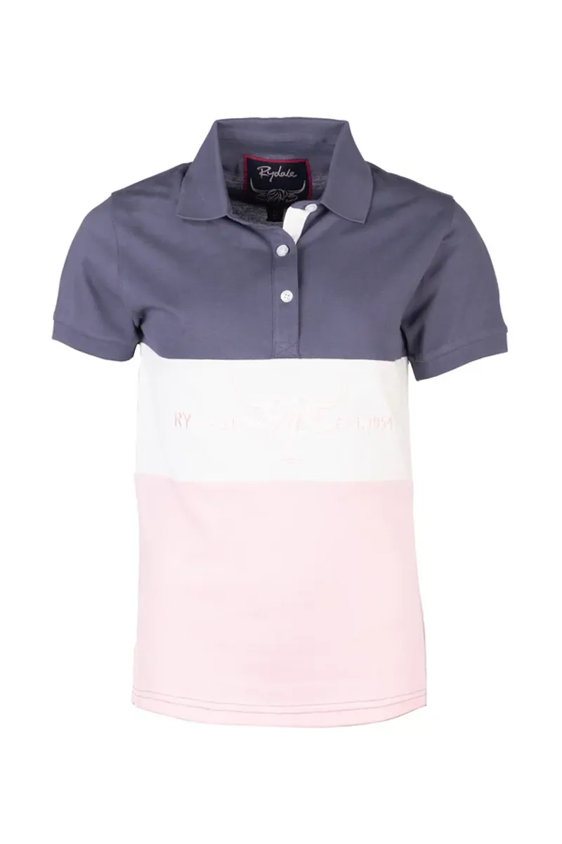 Rydale Ladies Byland Cow Polo Shirt Denim/White/Sorbet