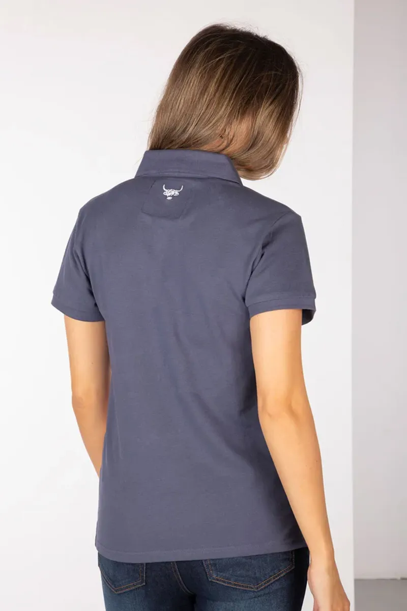 Rydale Ladies Byland Cow Polo Shirt Denim/White/Sorbet-2