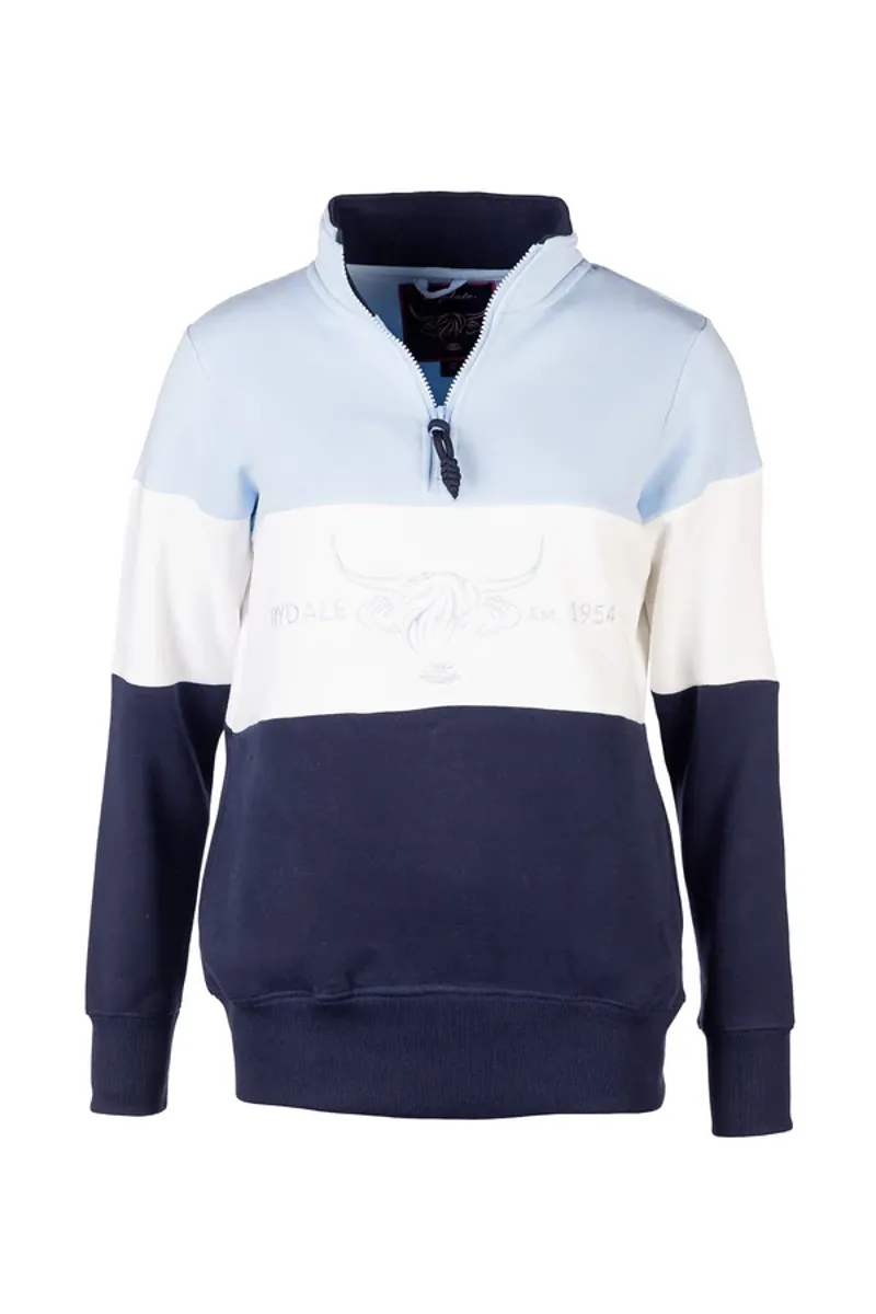 Rydale Ladies Byland Cow Sweatshirt Soft Blue/White/Navy