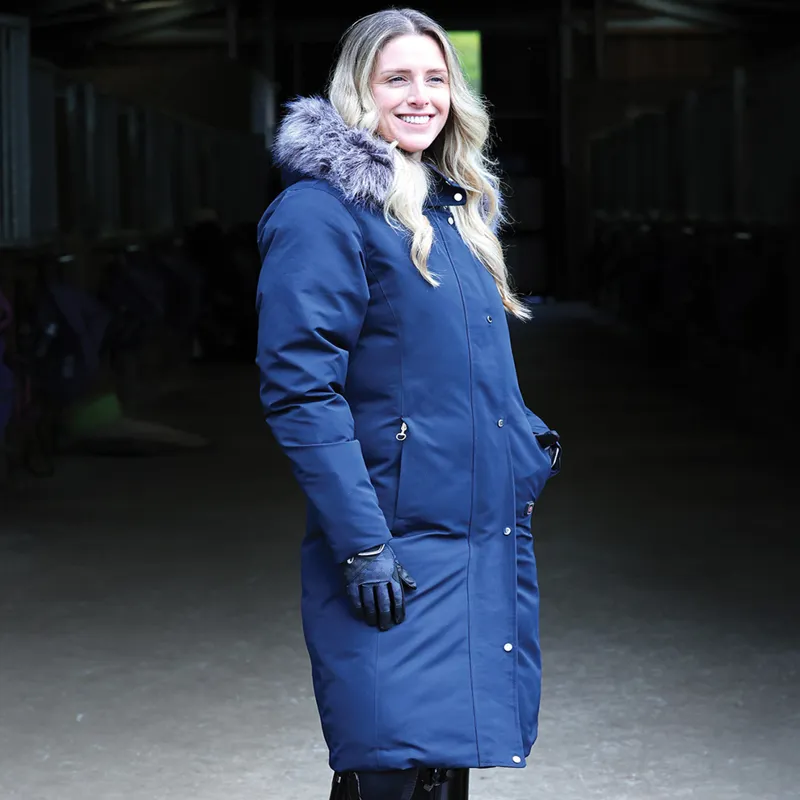 Equetech Ladies Inferno Heated Waterproof Riding Coat Navy-2