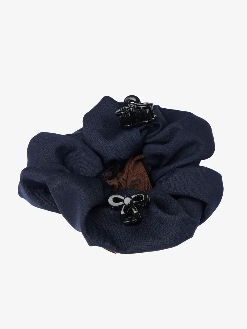 LeMieux Scrunchie with Crystal Hair Net Navy/Brown-1