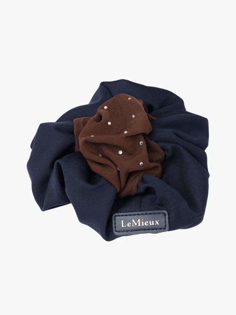 LeMieux Scrunchie with Crystal Hair Net Navy/Brown