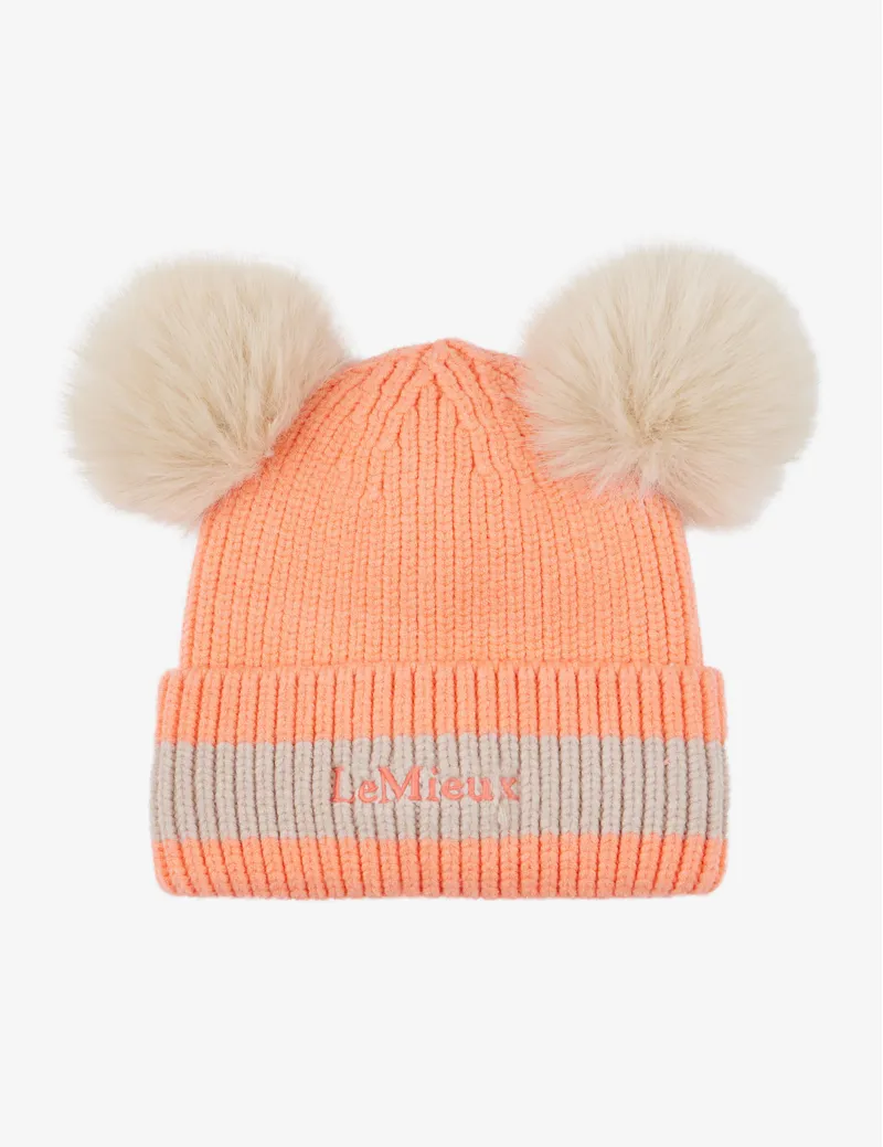LeMieux Mini Double Pom Beanie Peach Punch