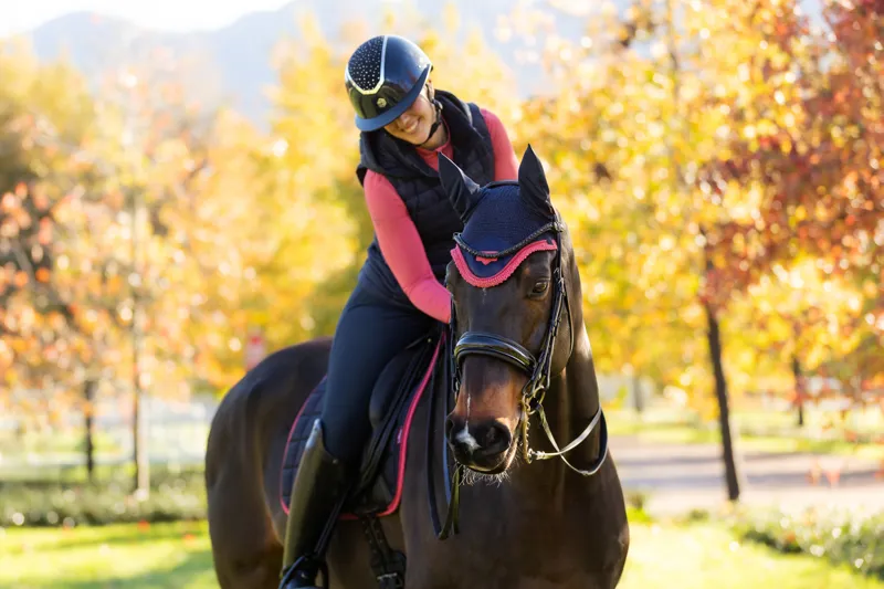 LeMieux Loire Fly Hood Navy/Cranberry-2