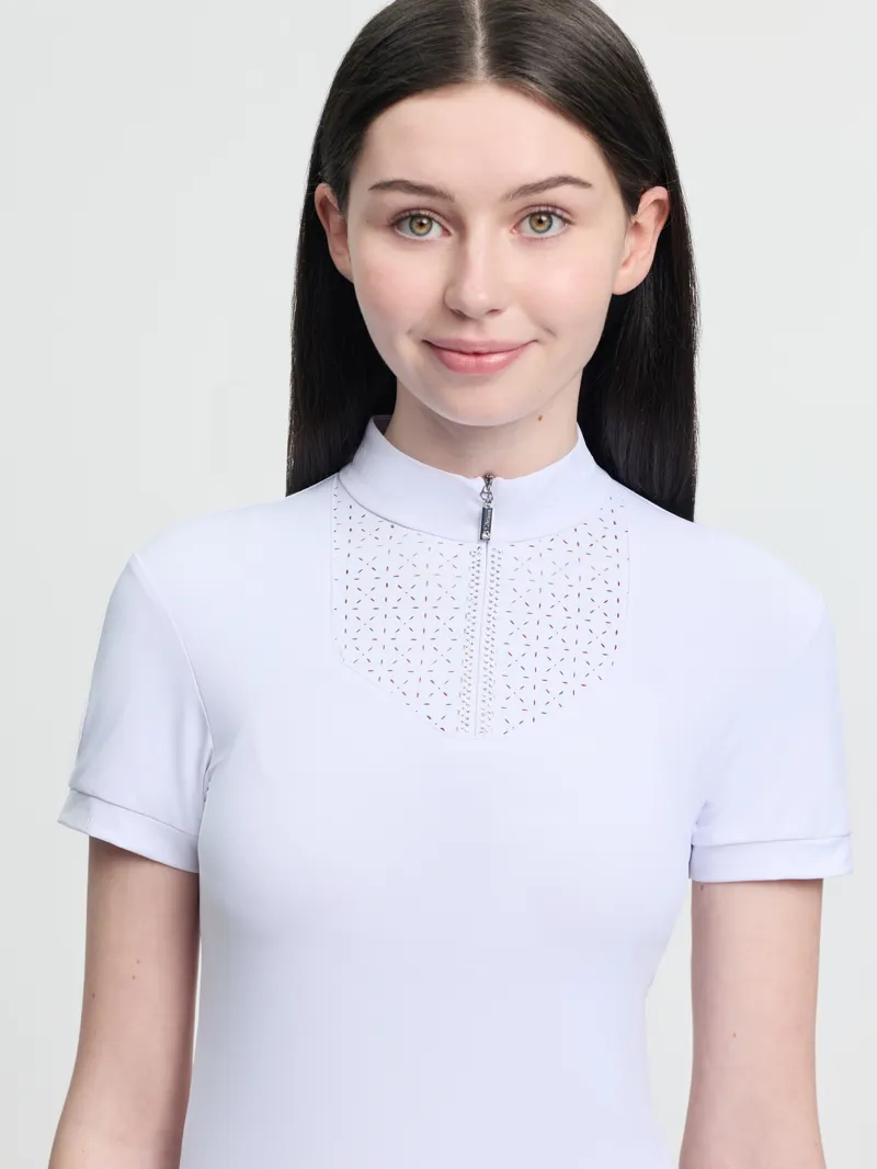 LeMieux Young Rider Brilliance Livvy Short Sleeve Show Shirt White-3