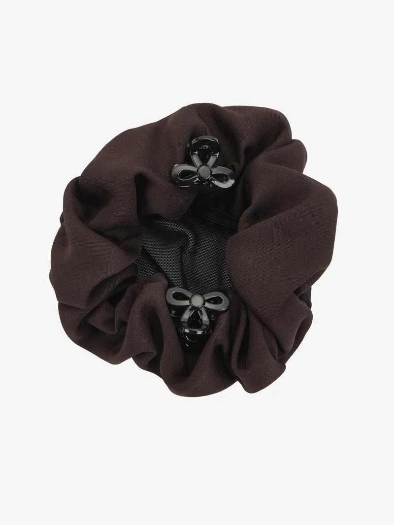 LeMieux Scrunchie with Crystal Hair Net Brown/Black-1