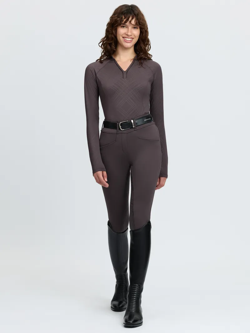 LeMieux Heritage Check Long Sleeve Base Layer Cocoa-4