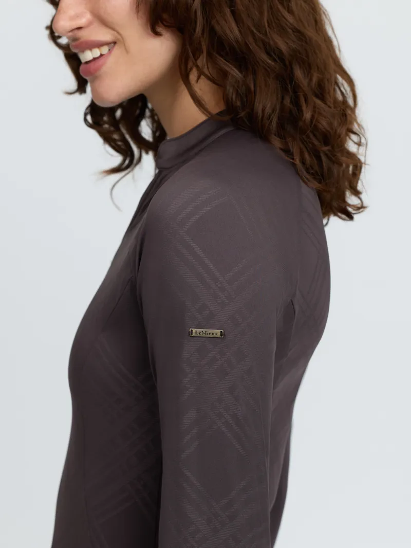 LeMieux Heritage Check Long Sleeve Base Layer Cocoa-3