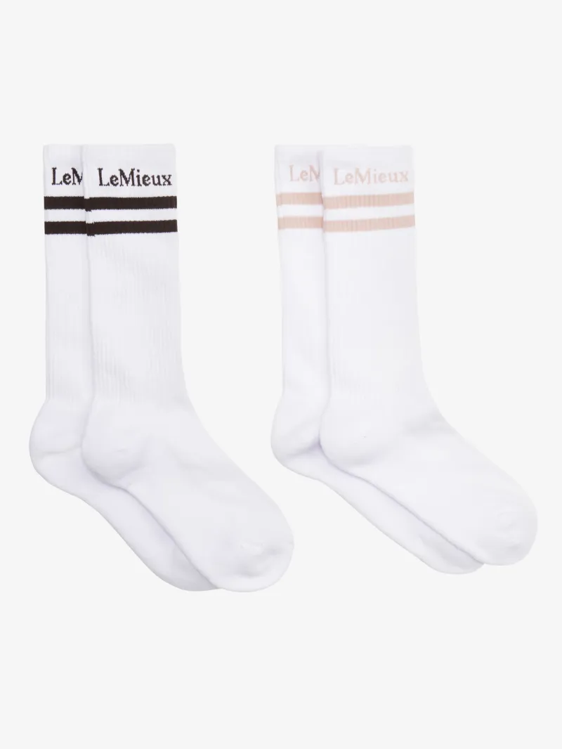 LeMieux Tall Crew Socks 2 Pack White