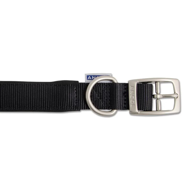 Ancol Viva Nylon Padded Dog Collar Black