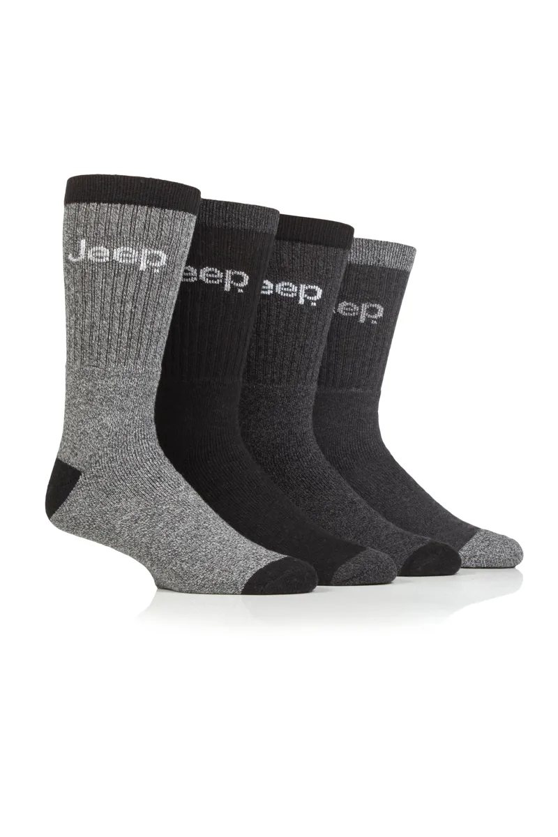 Jeep Mens JMS1032 Performance Boot Socks Gift Box Black/Charcoal - 4 Pack