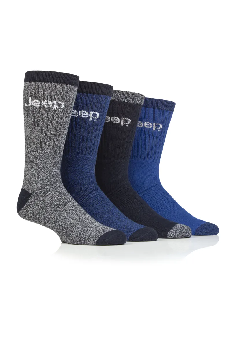 Jeep Mens JMS1032 Performance Boot Socks Gift Box Seal/Blue - 4 Pack