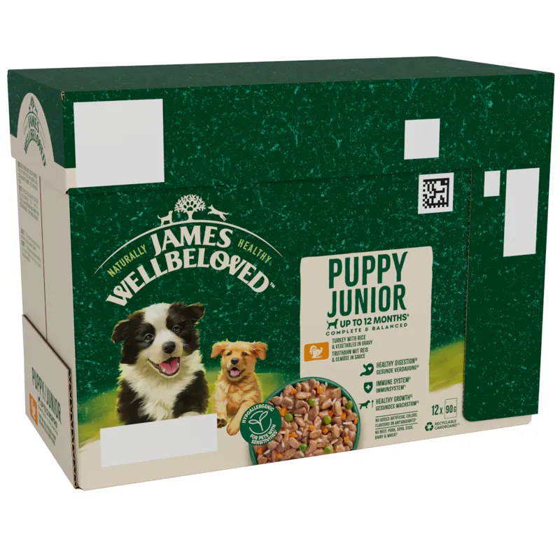 James Wellbeloved Puppy Turkey in Gravy Pouch 12 x 90g