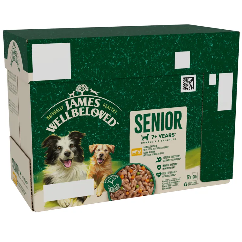James Wellbeloved Senior Lamb and Chicken in Gravy Pouch 12 x 90g