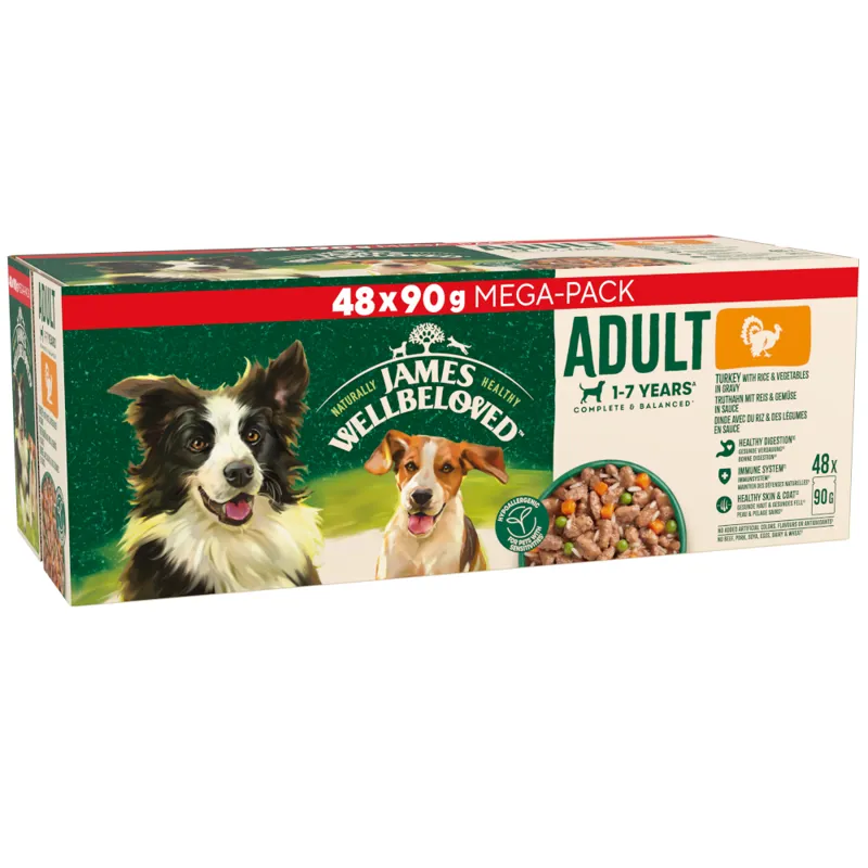 James Wellbeloved Adult Turkey in Gravy Pouch 48 x 90g