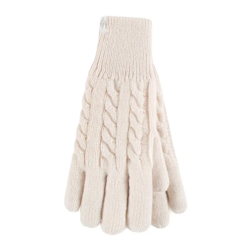 Heat Holders Willow Thermal Cable Gloves Cream-1
