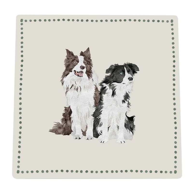 Ceramic Square Coaster - 2 Collies