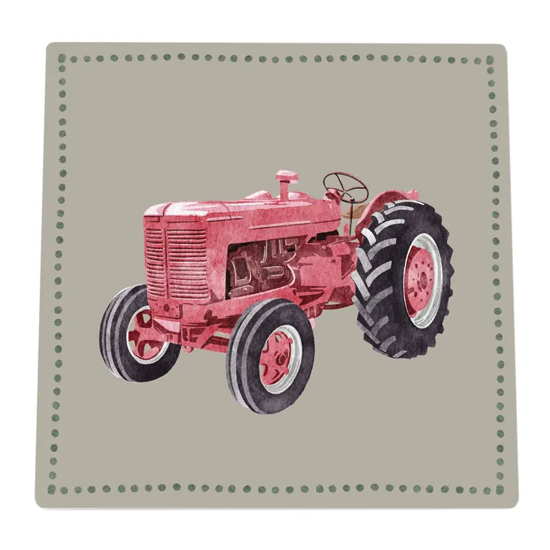 Ceramic Square Coaster - Tractor