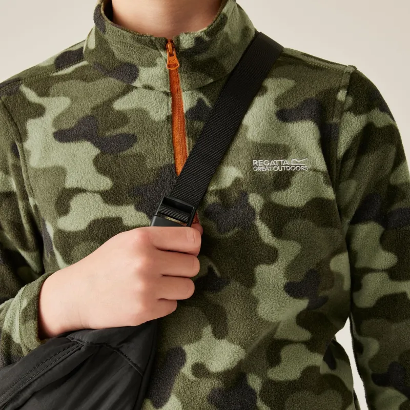 Regatta Kids Hot Shot II Half Zip Fleece Olive Night-5