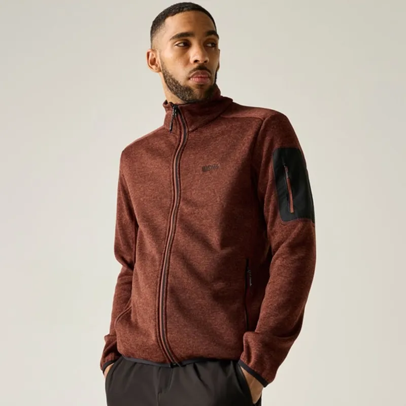 Regatta Mens Newhill Full Zip Fleece Burnt Henna-1