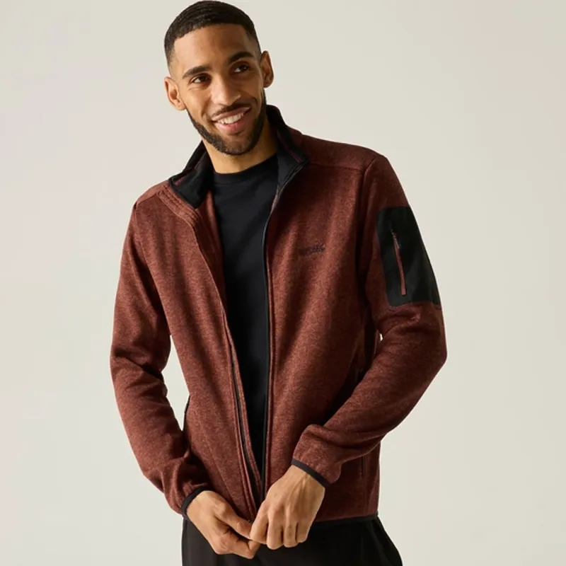 Regatta Mens Newhill Full Zip Fleece Burnt Henna-3