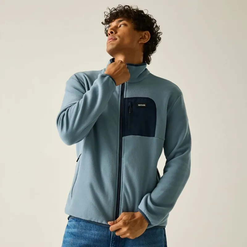 Regatta Mens Frankie Full Zip Fleece Grey Mirage/Navy-1