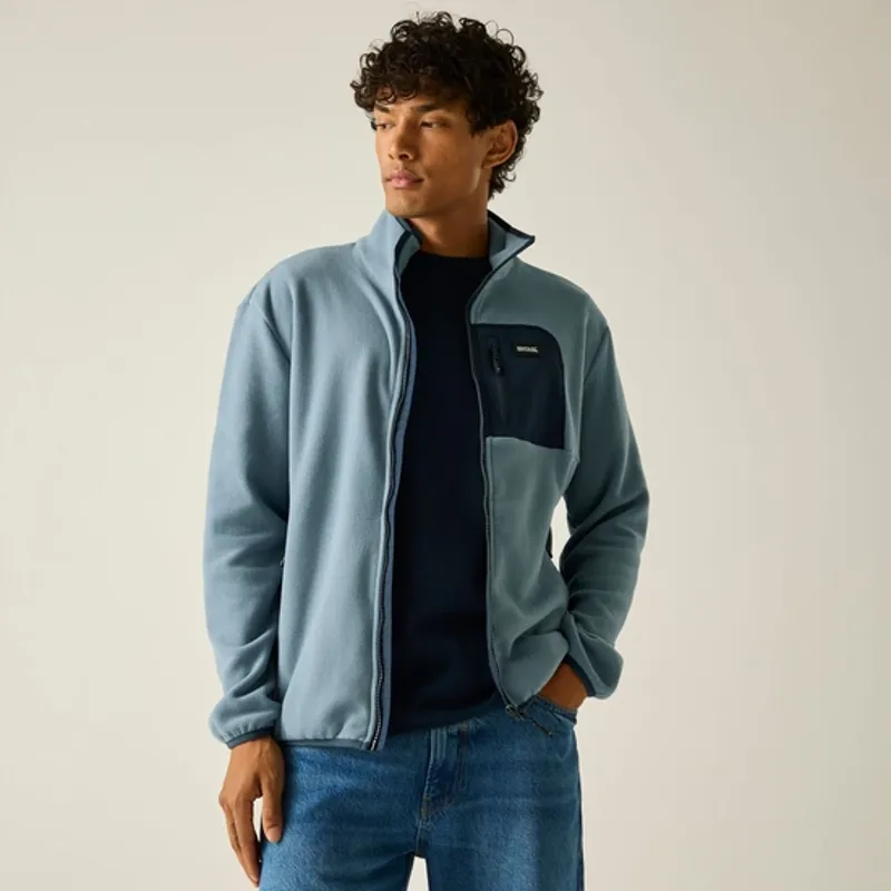 Regatta Mens Frankie Full Zip Fleece Grey Mirage/Navy-3