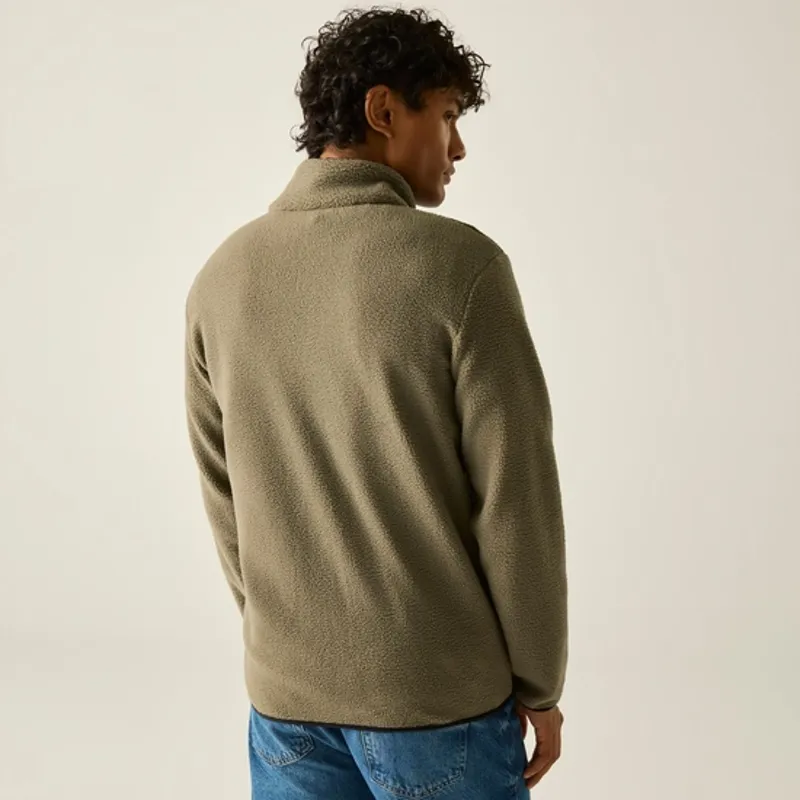Regatta Mens Frankie Borg Colour Block Full Zip Fleece Smokey Olive/Dark Khaki-2