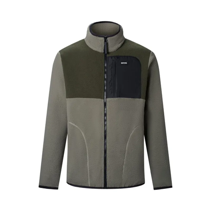 Regatta Mens Frankie Borg Colour Block Full Zip Fleece Smokey Olive/Dark Khaki