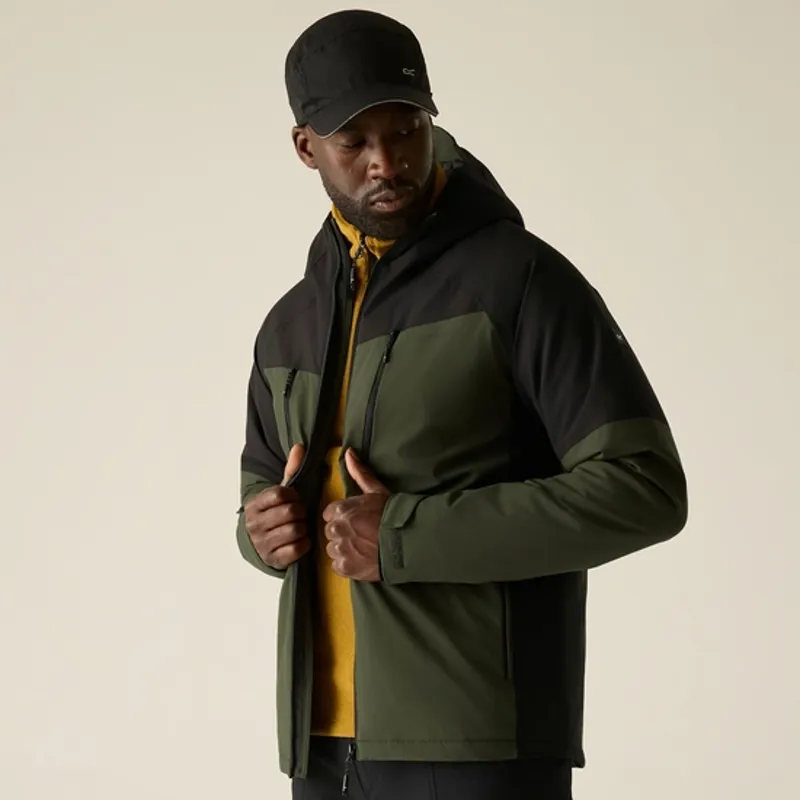 Regatta Mens Highton Stretch Waterproof Insulated Jacket Dark Khaki/Black-4